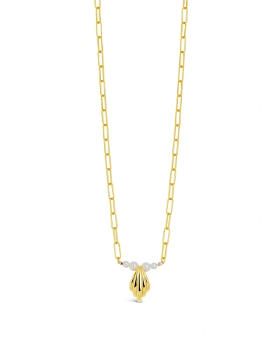 Sterling Forever Silver-tone Or Gold-tone Cultured Shell Pearls With Shell Pendant Cherie Necklace