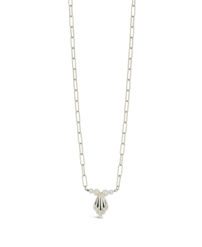 Sterling Forever Silver-tone Or Gold-tone Cultured Shell Pearls With Shell Pendant Cherie Necklace