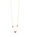 STERLING FOREVER SILVER-TONE OR GOLD-TONE PINK CUBIC ZIRCONIA BUTTERFLY CHARM CARIA NECKLACE