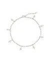 Sterling Forever Beverly Freshwater Pearl Charm Anklet In Silver