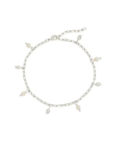 STERLING FOREVER SILVER-TONE OR GOLD-TONE SHELL AND CULTURED PEARL DANGLE CHARM BEVERLY ANKLET