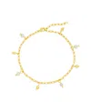 Sterling Forever Beverly Freshwater Pearl Charm Anklet In Burgundy