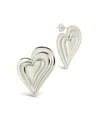 Sterling Forever Silver-tone Or Gold-tone Statement Beating Heart Studs In Silver