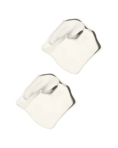 Sterling Forever Silver Vivien Molten Square Statement Stud Earrings In Metallic