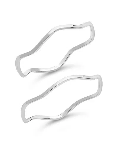 Sterling Forever Silver Wave Ring In Metallic