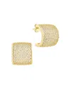 Sterling Forever Simone Pave Curved Stud Earrings In Gold
