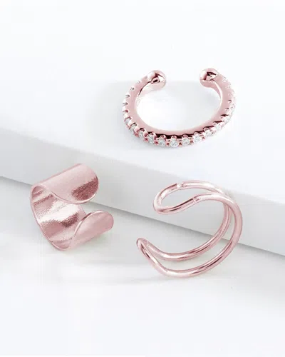 Sterling Forever Simple Ear Cuff Set Of 3-silver In Metallic