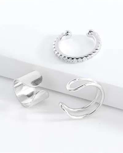 Sterling Forever Simple Ear Cuff Set Of 3-silver