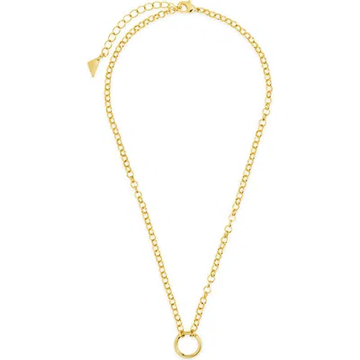 Sterling Forever Simple Link Pendant Chain Necklace In Gold