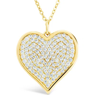 Sterling Forever Small Cubic Zirconia Heart Pendant Necklace In Gold