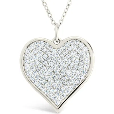 Sterling Forever Small Cubic Zirconia Heart Pendant Necklace In Pink