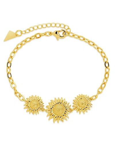 Sterling Forever Solaris Sunflower Chain Bracelet In Gold