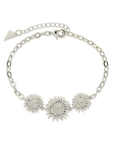 Sterling Forever Solaris Sunflower Chain Bracelet In Silver