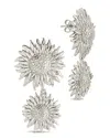 Sterling Forever Gold-tone Or Silver-tone Triple Sunflower Solaris Drop Studs