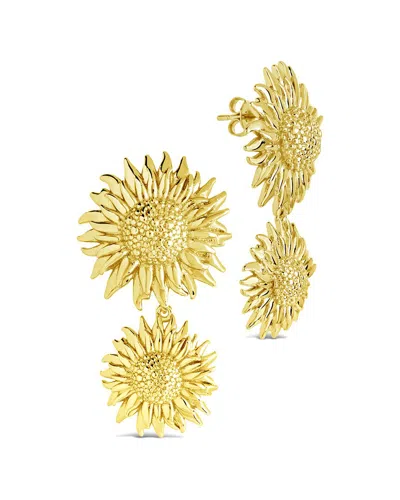 Sterling Forever Solaris Sunflower Drop Stud Earrings