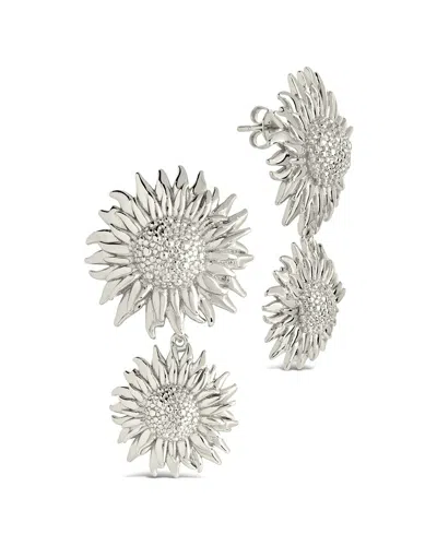 Sterling Forever Solaris Sunflower Drop Stud Earrings