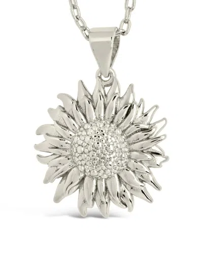 Sterling Forever Solaris Sunflower Pendant Necklace In Silver