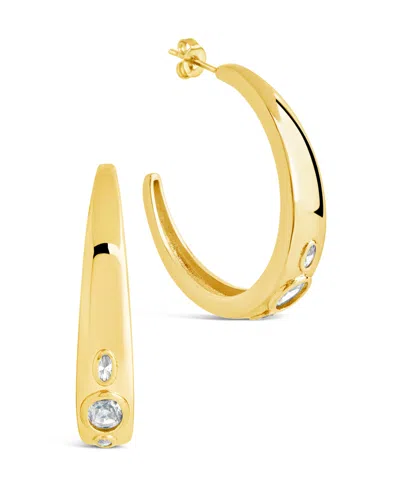 Sterling Forever Soren Cubic Zirconia Statement Hoop Earrings In Gold