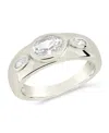 Sterling Forever Soren Oval Cubic Zirconia Statement Ring In Silver