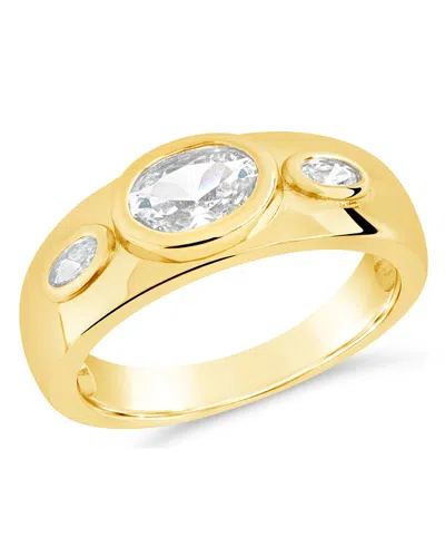Sterling Forever Soren Oval Cz Ring In Gold