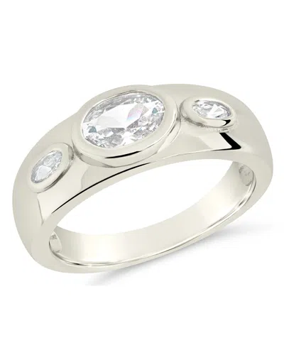 Sterling Forever Soren Oval Cz Ring In Silver