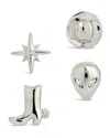 Sterling Forever Space Cowgirl Cz Mismatched Stud Earrings In Silver
