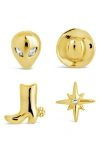 Sterling Forever Space Cowgirl Mismatched Stud Earrings In Gold