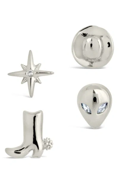 Sterling Forever Space Cowgirl Mismatched Stud Earrings In Silver