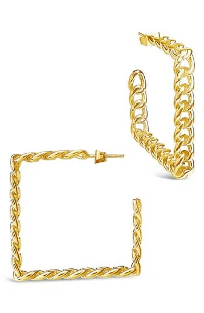 STERLING FOREVER STERLING FOREVER SQUARE CUBAN LINK HOOP EARRINGS