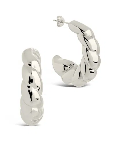 Sterling Forever Statement Croissant Hoop Earrings In Metallic