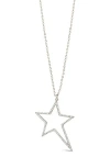 Sterling Forever Statement Cubic Zirconia Star Outline Pendant Necklace In Metallic