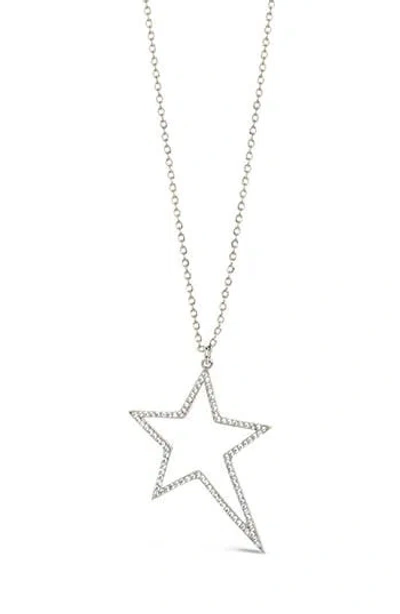 Sterling Forever Statement Cubic Zirconia Star Outline Pendant Necklace In Metallic