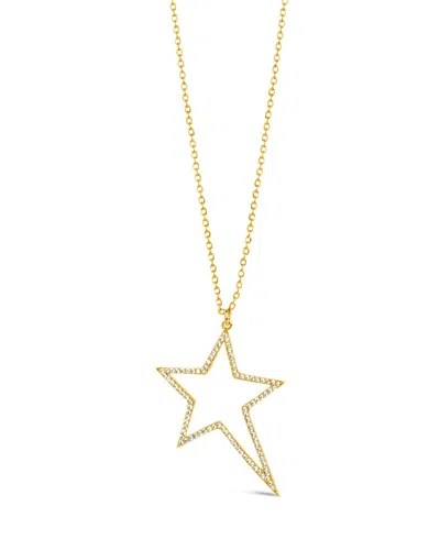 Sterling Forever Statement Cz Star Outline Necklace In Gold