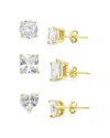 Sterling Forever 14k Over Silver Cz Set Of 3 Statement Studs In Gold