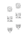 Sterling Forever 14k Over Silver Cz Set Of 3 Statement Studs In Silver