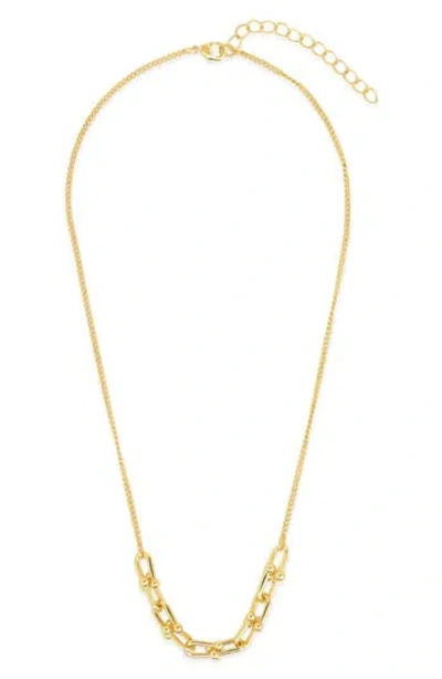 Sterling Forever Station Stirrup Link Chain Necklace In Gold