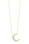 Sterling Forever Stationed Cubic Zirconia Crescent Pendant Necklace