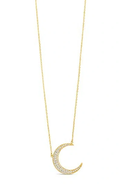 Sterling Forever Stationed Cubic Zirconia Crescent Pendant Necklace