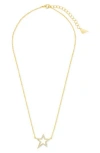 Sterling Forever Stationed Cubic Zirconia Star Pendant Necklace In Gold