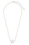 Sterling Forever Stationed Cubic Zirconia Star Pendant Necklace In Metallic