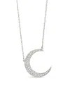 Sterling Forever Stationed Cz Crescent Pendant Necklace In Metallic