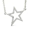 Sterling Forever Stationed Cz Star Outline Necklace In Metallic
