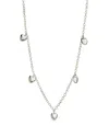 Sterling Forever Stationed Heart Charm Necklace In Metallic