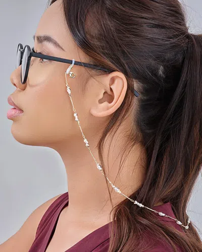 Sterling Forever Stationed Triple Pearl Glasses Chain