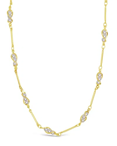 Sterling Forever Stationed Triple Pearl Glasses Chain In Gold