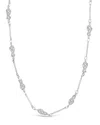 Sterling Forever Stationed Triple Pearl Glasses Chain In Silver