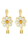 Sterling Forever Stella Flower Hoop Earrings In Gold
