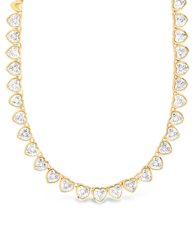 Sterling Forever Stephanie Heart Cz Tennis Necklace In Brown