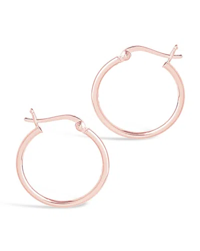 STERLING FOREVER STERLING SILVER 1" HOOP EARRINGS-ROSE GOLD