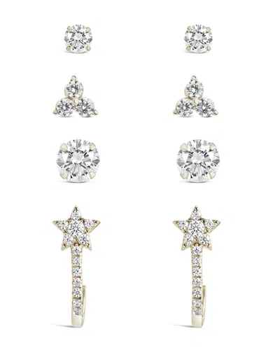 Sterling Forever Sterling Silver 4pc Everyday Cz Earring Set In Brown